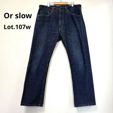 or Slow 스트레이트 데님 L 다크 블루 Lot 107W L 일본제
