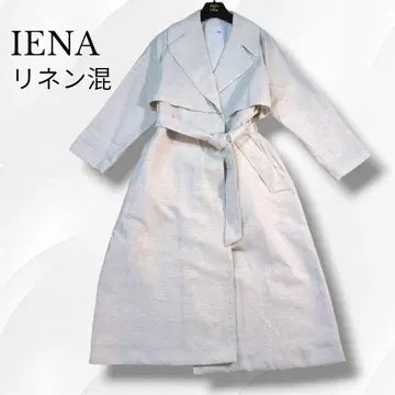 IENA 가운 코트 롱 린넨 혼방 코튼 벨트 포함 아이보리 38