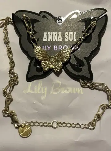 ANNA SUI 나비 모티브 목걸이 골드 릴리 브라운