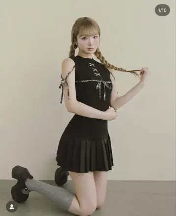 FL 다리치 darich 도킹 레이스업 미니 원피스 블랙