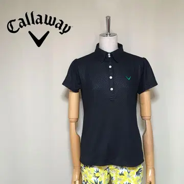 캘러웨이 쉐도우 체크 로고 자수 반팔 폴로 셔츠 L