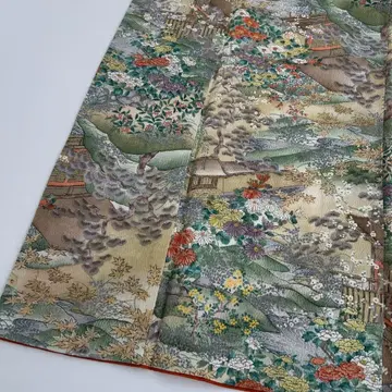 크레이프 원단 코몬 순수 실크 멋진 염색 디자인 기모노 T-7847