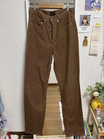 FERRE JEANS 금속 플레이트/엠블럼 포함 브라운 스트레이트 팬츠