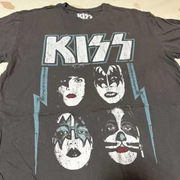 KISS 키스 밴딩 티셔츠 00s 밴 티 차콜 그레이 M