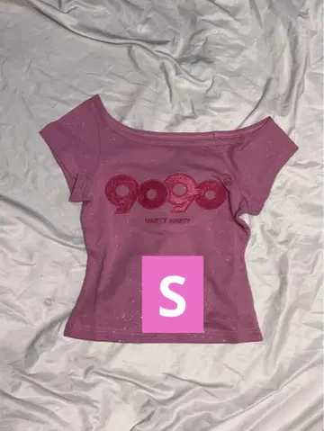 S 9090 girl OG 로고 숄더 글리터 티셔츠