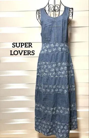 SUPER LOVERS 데님 슬리브리스 롱 원피스 y2k 헤이세이