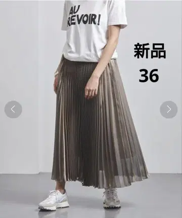 유나이티드 애로우즈 글리터 플리츠 스커트 실버 메탈릭