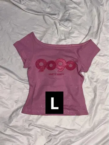 9090 girl OG 로고 오프 글리터 티 핑크 L