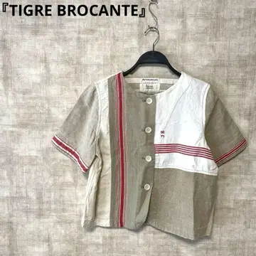 일본제 [TIGRE BROCANTE] 반팔 린넨 셔츠 리메이크풍 셔츠 F
