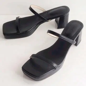 chuclla 추클라 더블 스트랩 샌들 스퀘어토 블랙 25cm