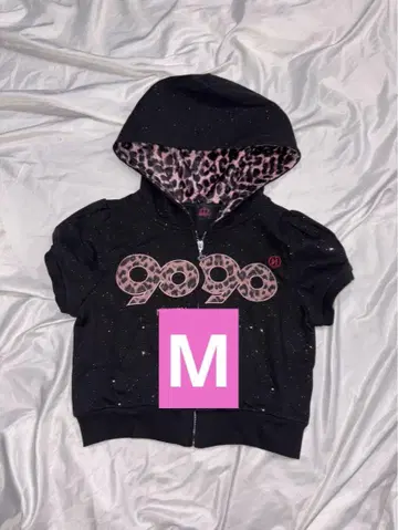 9090 걸 로고 글리터 지퍼 후드 집업 M