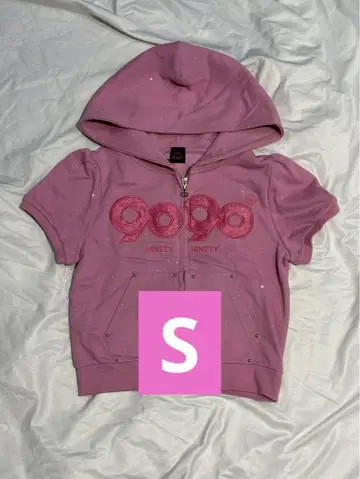 9090 girl OG 로고 하프 지퍼 후드 티셔츠 S