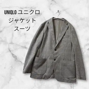 유니클로 그레이 체크 무늬 테일러드 자켓