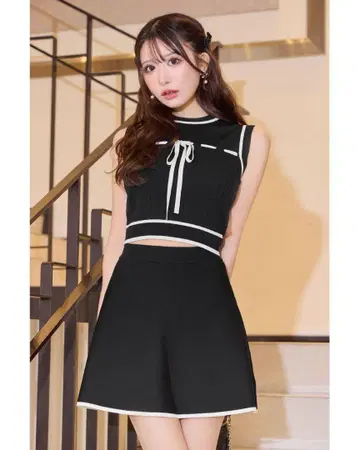 cherimi 셰리미 바이컬러 리본 셋업 완판템