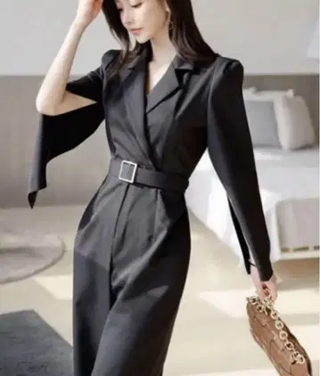 Jasmine 케이프 자켓 올인원 블랙