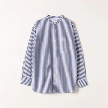 SHIPS any 스트라이프 밴드 카라 셔츠 남성용 L 사이즈