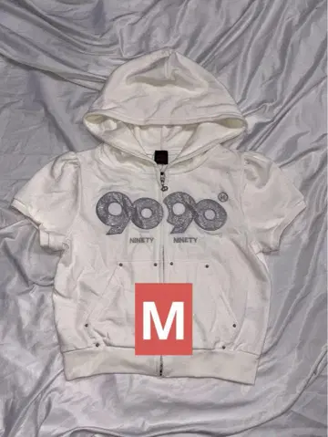 9090 girl OG 로고 하프 지퍼 후드 티셔츠 M
