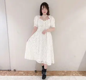 스완키스 SWANKISS 전체 레이스 롱 원피스 화이트 흰색
