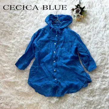 CECICA BLUE 후드 부착 파랑 셔츠 38 린넨 셔츠 린넨 블루