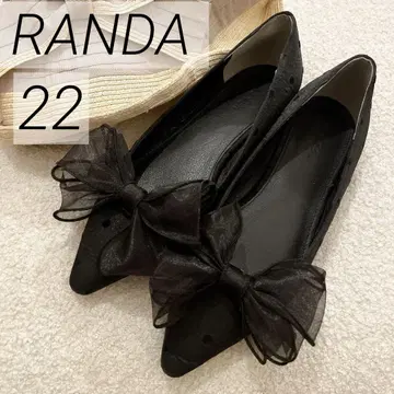 RANDA 블랙 도트 시어 리본 펌프스 22