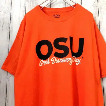 GILDAN OSU 프린트 빅 사이즈 티셔츠 오렌지 XL 구제 의류