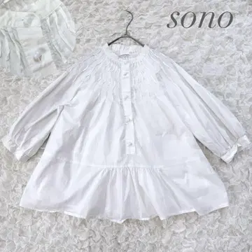 sono 소노 라디얼 웨이브 페미니티 블라우스 화이트 버튼 화이트