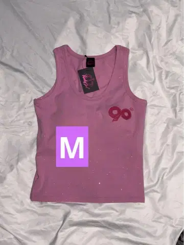 9090 girl OG 로고 글리터 탱크 탑 M