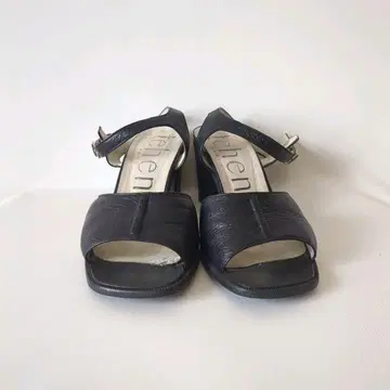 테엔 tehnen 스트랩 샌들 힐 블랙 일본제 유즈드 23cm