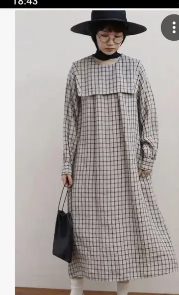 체크 무늬 롱 스커트