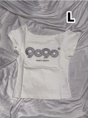 9090 girl OG 로고 오프 글리터 티셔츠 L