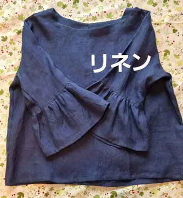 린넨 소매 개더 프릴 블라우스 핸드메이드