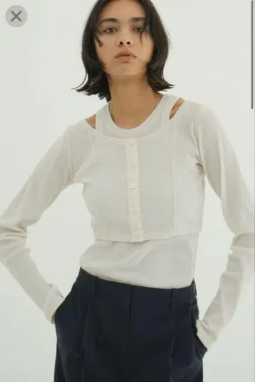 레이어드 콤비 톱 아이보리 사이즈 1