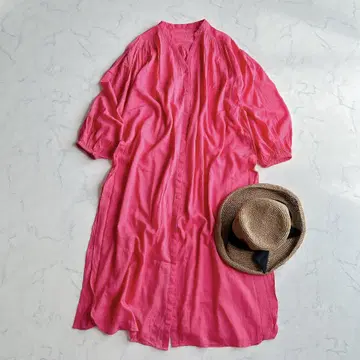 ITEMS URBAN RESEARCH 시어 스키퍼 원피스 핑크