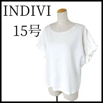 INDIVI 인디비 반팔 풀오버 화이트 돌먼 소매 빅 사이즈 15