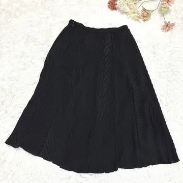 s.811 롱 스커트 플리츠 블랙 빅 F 허리 지퍼