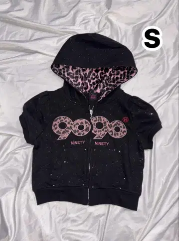 9090 걸 로고 글리터 지퍼 후드 집업 S