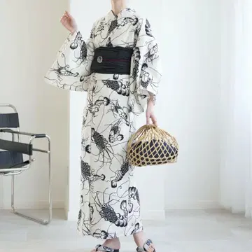 이세 새우 유카타 레트로 블랙 니코 앤티크