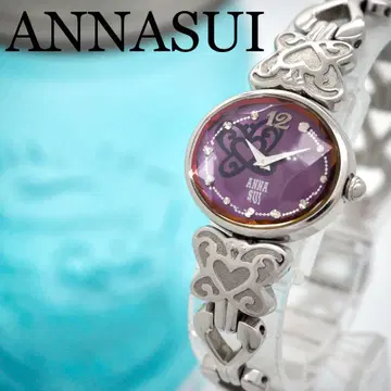 114 ANNASUI 여성용 시계 실버 퍼플 나비 하트 보라색