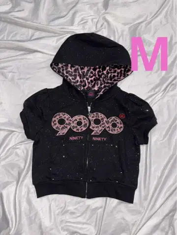 9090 걸 로고 글리터 지퍼 후드 집업 M