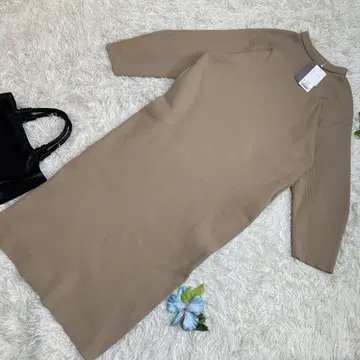 미사용 새상품 MOUSSY 마우지 롱 리브 니트 원피스 베이지 F