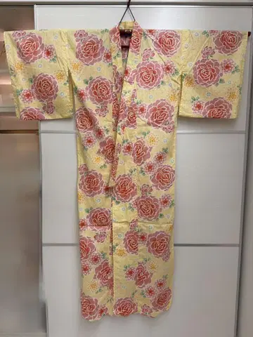 유카타 노랑 꽃무늬