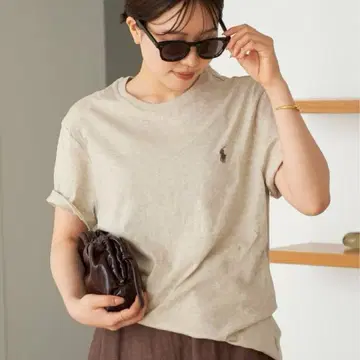 폴로 랄프로렌 반팔 티셔츠 오트밀 베이지 호스 자수