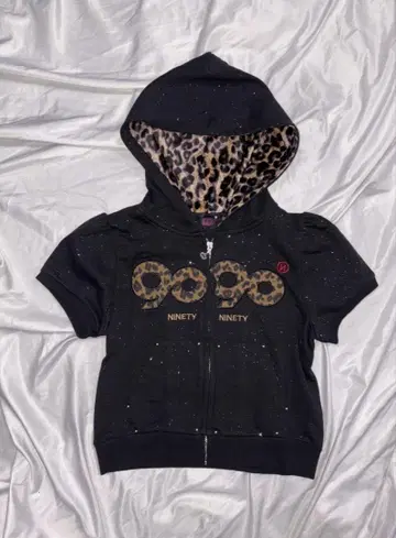 9090 걸 로고 글리터 지퍼 후드 집업 M