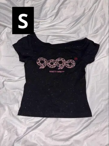 9090 girl OG 로고 오프 숄더 글리터