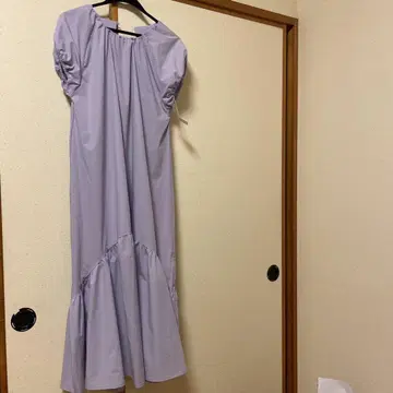 여성용 롱 원피스 퍼플 연보라 프릴 원피스 머메이드