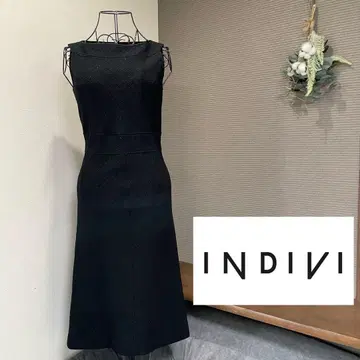INDIVI 인디비 슬리브리스 원피스 트위드 라메