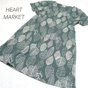 HEART MARKET 리프 무늬 북유럽 스타일 편안한 원피스 8918