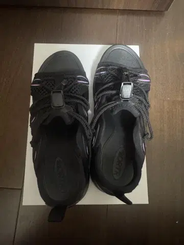 통굽 샌들 2켤레 세트 M 블랙
