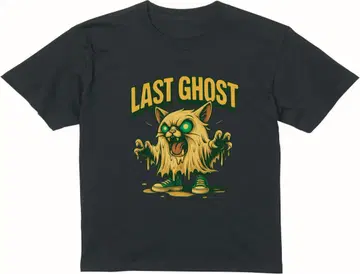LAST GHOST 고양이 그래픽 티셔츠