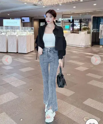 Cherimi 슬림 레그 스트레치 플레어 데님